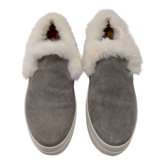J Slides Charcoal and Cream Fur Sneakers - Picture 6 of 12